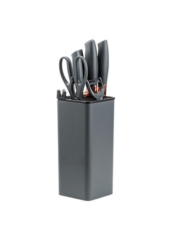 Набор кухонных ножей на подставке с точилом 7 предметов, серый Without (293170792)