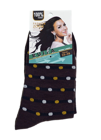 Коричневые носки женские Ruifa горошки (303320617)