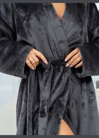 Махровый серый халат с длинными рукавами ISSA PLUS (279559221)