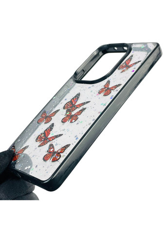 Чохол для Redmi Note 13 Pro 4G з блискітками з метеликами на сяомі редмі нот 13 про 4г чорний Xiaomi (366386131)