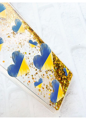 Чохол з плаваючими блискітками на Xiaomi Redmi 9A Золотий Сердечка. Україна (принт 258) CASE CONTROL (360708855)
