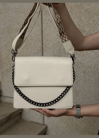 Жіноча класична сумка 2057 крос-боді біла молочна No Brand (299279362)