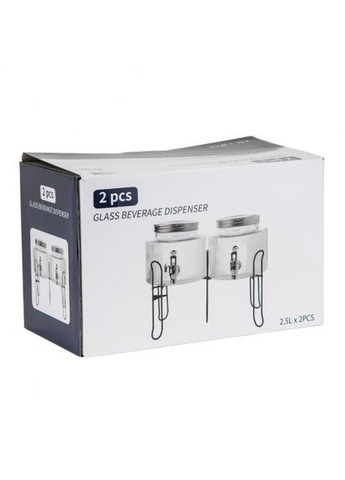 Набір з 2 лимонадниць з краном на металевій підставці Еліксир бадьорості 2,5 л (9227-004) ELISEY (328087958)