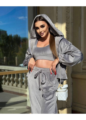 Женский велюровый костюм тройка с кофтой, брюками и топом — ЗАМЕРЫ В ОПИСАНИИ GD/GL Модний простір (364967046)