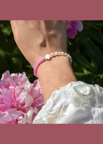 Браслет натуральный Жемчуг + Перламутр малиновый, фур-ра гип-ный сплав цвет серебро d-3,5мм+- обхват 18-23см No Brand браслет (302752379)