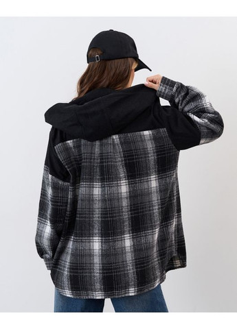 Черная повседневный, кэжуал рубашка в клетку ISSA PLUS с длинным рукавом