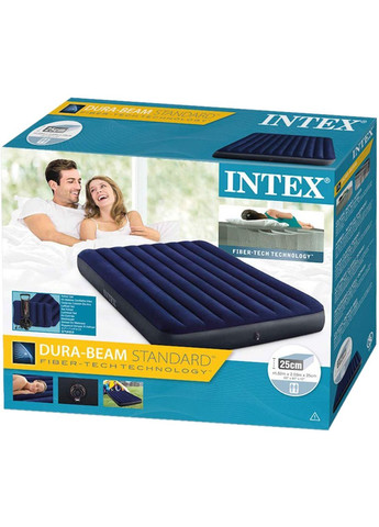 Двомісний надувний матрац з двома подушками та насосом 64765, 152x203x25 см Intex (350349144)