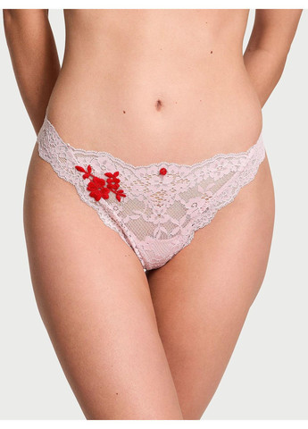 Розовый комплект женского белья dream angels chalk rose (лиф 36c + трусики-стринги m) Victoria's Secret