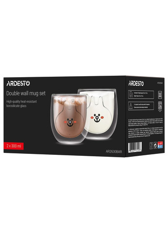 Набір чашок Animals з подвійними стінками, 300 мл, 2 од., боросилікатне скло Ardesto (315817222)