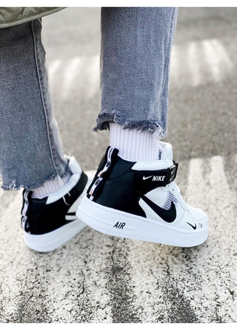Чорні Осінні кросівки чоловічі nike air force 1 high black white tm найк аір форс 1 преміум No Brand