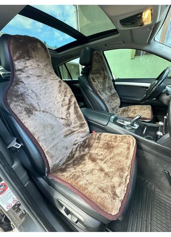 Накидка на сидіння автомобіля 2 шт. (універсальна) тепла з вовни колір коричневий No Brand (330774692)