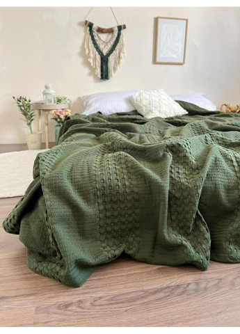 Покрывало Марокко вафельное хлопковое тёмно-зеленого цвета ZEINTEX (315347080)
