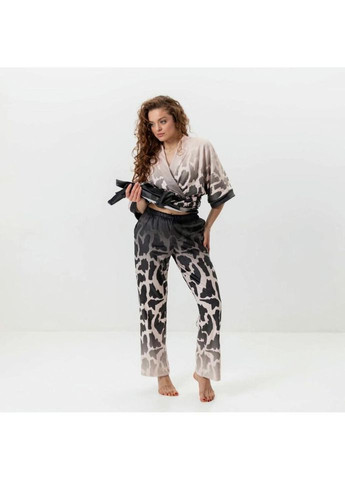 Комбінована всесезон комплект жіночий з плюшевого велюру штани та халат ніжність 3448_xl 16078 xl FlexDress