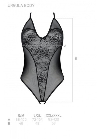 Боді Ursula Body white L/XL, з ажурним декором і відкритою промежиною Passion (303881723)