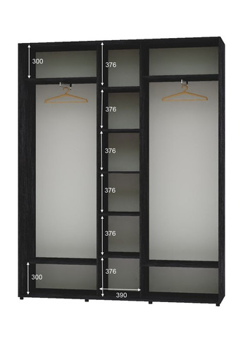 Шафа-купе тридверна 200*45*240 Бетон темний 2 ДСП/Дзеркало з піскострумним малюнком ШК-04 Алекса (360438923)