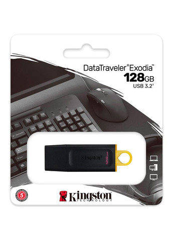 Флеш-драйв DT Exodia 128GB USB 3.2 Black/Yellow (DTX/128GB) Kingston (306581035)
