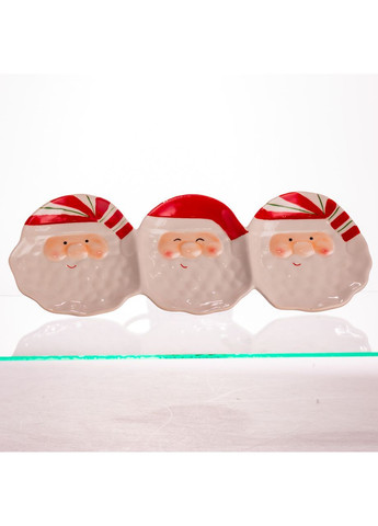 Менажница Santa Claus фарфоровая на 3 секции 33.5*12.5 см Yiwu (369960255)