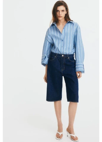 Жіночі джинсові шорти бермуди Baggi (58342) W34 Темно-сині H&M (330262363)