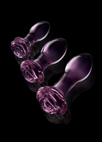 Набор анальных пробок DreamToys Glaze Glass Rosebud стеклянный, розовый, 3 шт. Dream Toys (331168880)