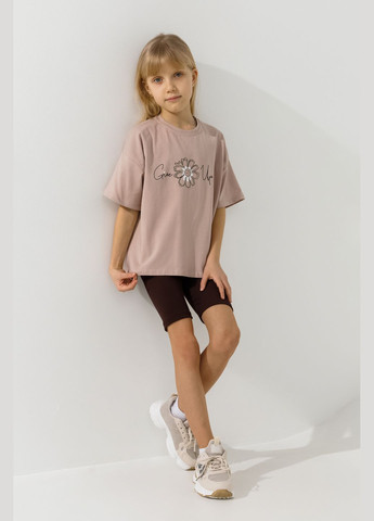 Кофейная летняя футболка с принтом для девочки 16567 116 см кофейный shop (2000990924629) Baby Show
