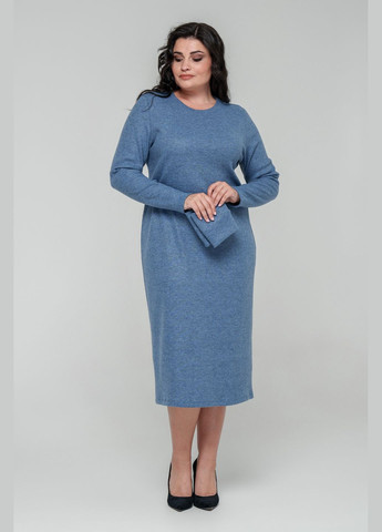 Светло-голубое повседневный удлиненное платье полуприлегающего силуэта из ангоры all posa (ap101725p) A'll Posa