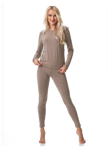 Темно-бежевые демисезонные женские теплые леггинсы Key