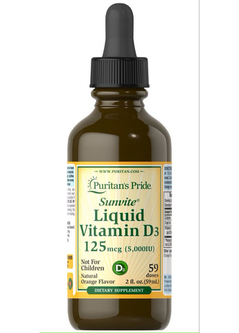 Витамин Д3 Puritan's Pride Vitamin D3 5000 IU (125 mcg) Liquid 59ml (Orange) Puritans Pride (293376693)