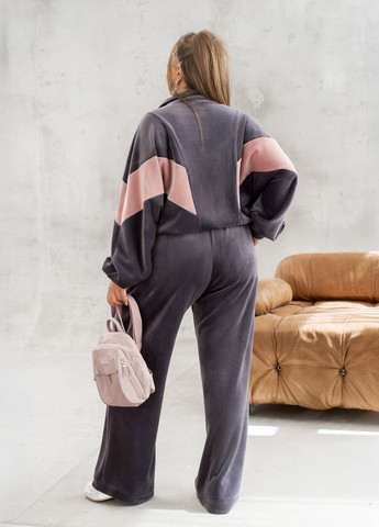 Спортивний костюм жіночий оверсайз з двостороннього велюру (кофта + штани) No Brand (361790966)