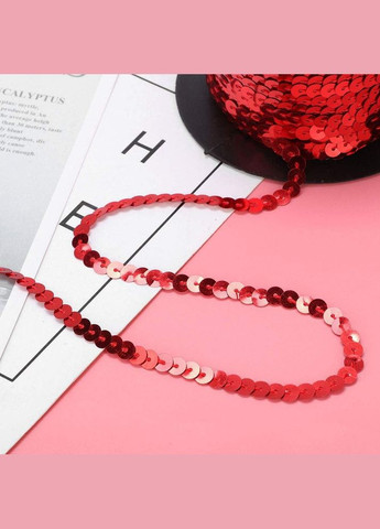 Пайеточная лента 6 мм на 100 метров, рулон пайеток для декорирования нарядов (красный, сломанная катушка) No Brand (300657803)