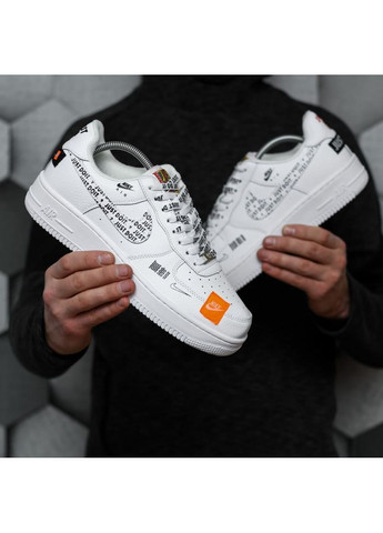 Белые демисезонные кроссовки мужские nike air force 1 low just do it white найк аир форс 1 премиум No Brand