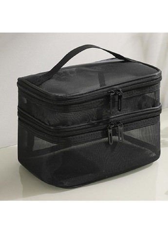 Косметичка органайзер сумка бокс двоярусна для зберігання косметики засобів особистої гігієни 21х13х14 см (476832-Prob) Чорна Unbranded (291838405)