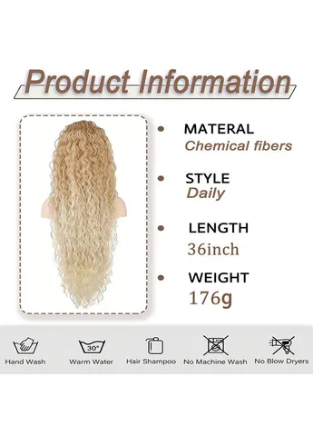 Накладной хвост шиньон золотистый блонд волнистый No Brand (384304270)