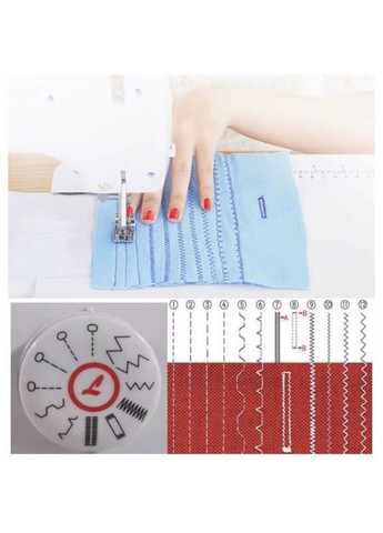 Портативна швейна машинка з подвійним просуванням електрична машинка для шиття з 12 типами рядків з підсвічуванням (SM296) No Brand (361161974)