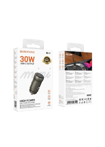 Автомобільний зарядний пристрій BZ32 Fresh single port PD30W car charger Black Borofone (388529555)