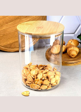 Большая стеклянная банка для хранения 3 л с деревянной крышкой No Brand (321971477)