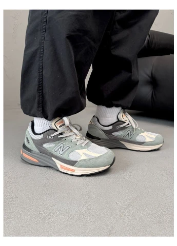 Сірі Осінні кросівки чоловічі new balance No Brand 991 Mint/Grey/Beige