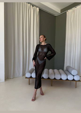 Чорна пляжна ефектна пляжна сукня в сіточку No Brand