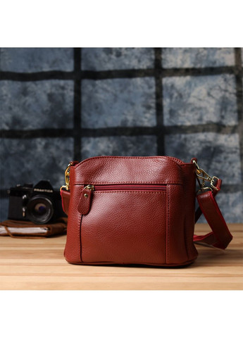 Яскрава жіноча шкіряна сумка з трьома секціями 22981 Червоний Vintage (361679813)