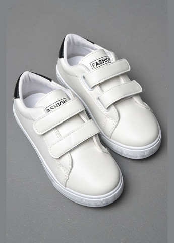 Білі осінні кросівки дитячі білого кольору на ліпучках Let's Shop