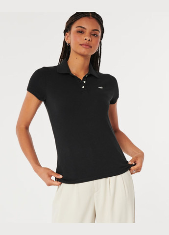 Черная женская футболка-поло женское - поло hc9811w Hollister