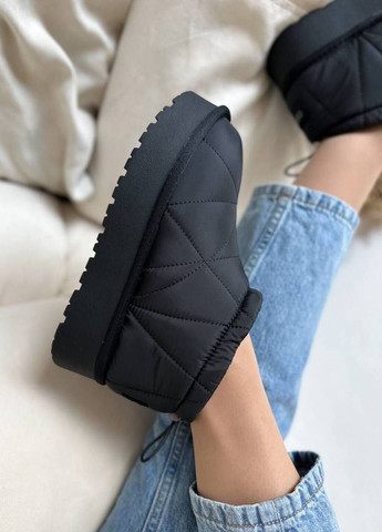 Черные дутики женские из водонепроницаемой плащевки, с натуральным мехом Ouqidageni