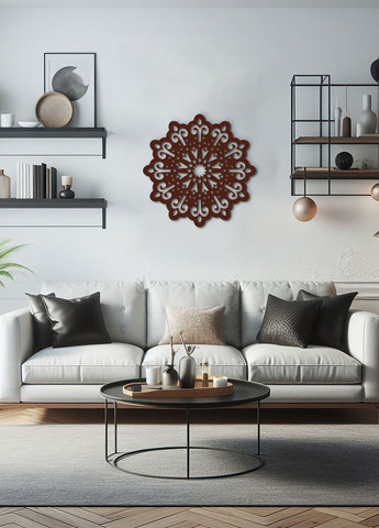 Деревянный декор для дома, интерьерная картина на стену "Цветочная мандала", декоративное панно 30х30 см Woodyard (291412204)