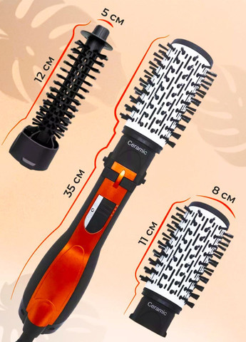 Фен-щетка для волос 3в1 с вращением 1000 Вт — стайлер, плойка, выпрямитель с насадками, ионизацией и керамическим покрытием. Україна (362272062)