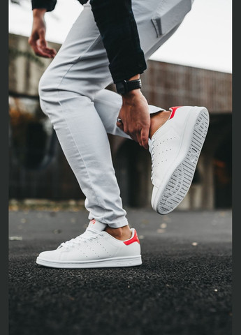 Білі осінні кросівки жіночі adidas Stan Smith White/Red