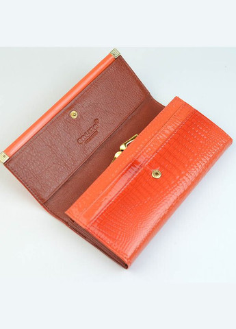 Оранжевый женский кожаный классический лаковый кошелек на кнопке под рептилию Balisa (316710059)