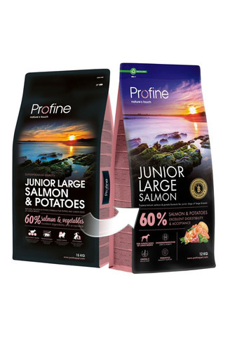 Junior Large Salmon and Potatoes для цуценят та юніорів великих порід, з лососем та картоплею, 12 кг Profine (345743607)
