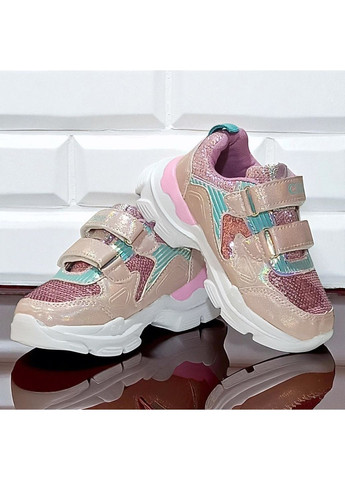 Розовые демисезонные ортопедические кроссовки на липучках для девочки клиби Clibee