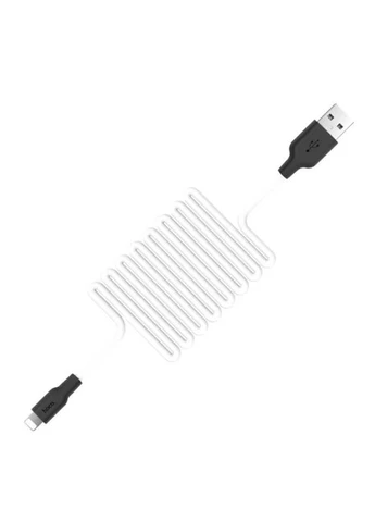 USB кабель X21 Plus Silicone Lightning 2.4A 1m black/ white Hoco (400057308)