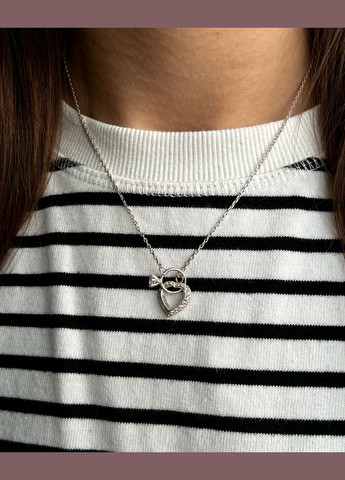 Кольє срібло 925 проби Сердечко з камінчиками ланцюжок регулюється No Brand (338861844)