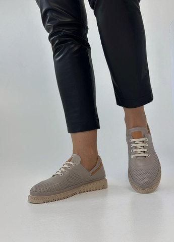 Кавові кеди шкіряні на повну ніжку Sherlock Soon